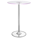 Thea Round 28-inch Glass Top LED Bistro Bar Table Chrome - Tampa Furniture Outlet