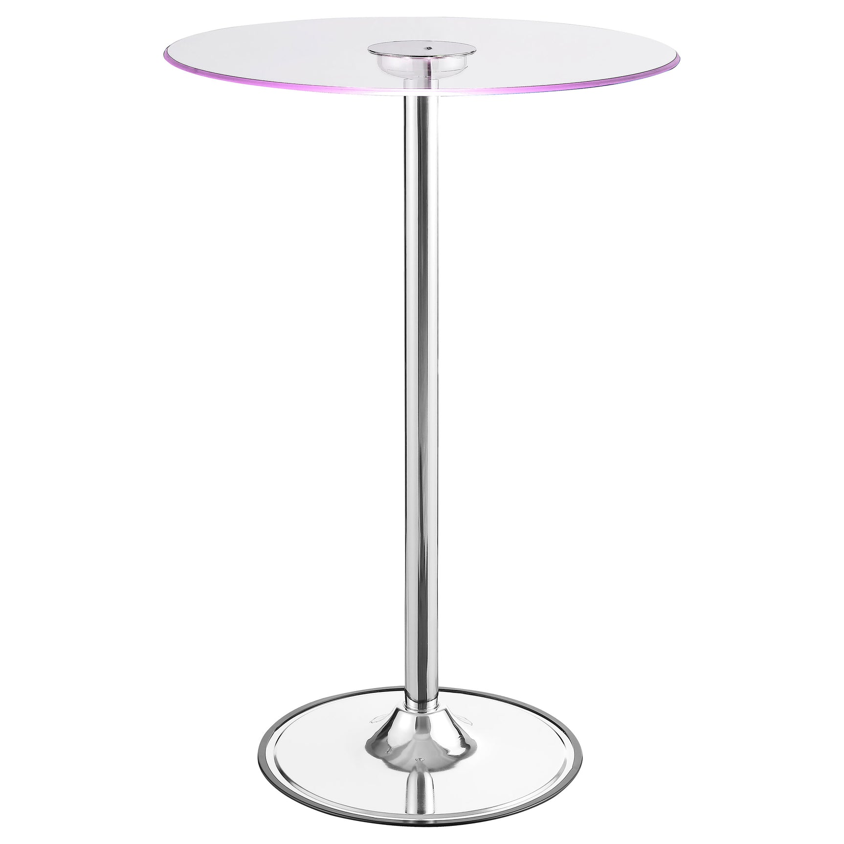 Thea Round 28-inch Glass Top LED Bistro Bar Table Chrome - Tampa Furniture Outlet