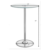 Thea Round 28-inch Glass Top LED Bistro Bar Table Chrome - Tampa Furniture Outlet