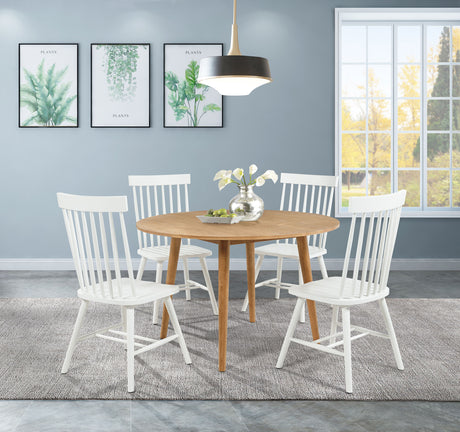 Tampa Furniture Outlet - Coaster - Andrews 5-piece Round Dining Table Set Light Ash and White - 122500-S5W