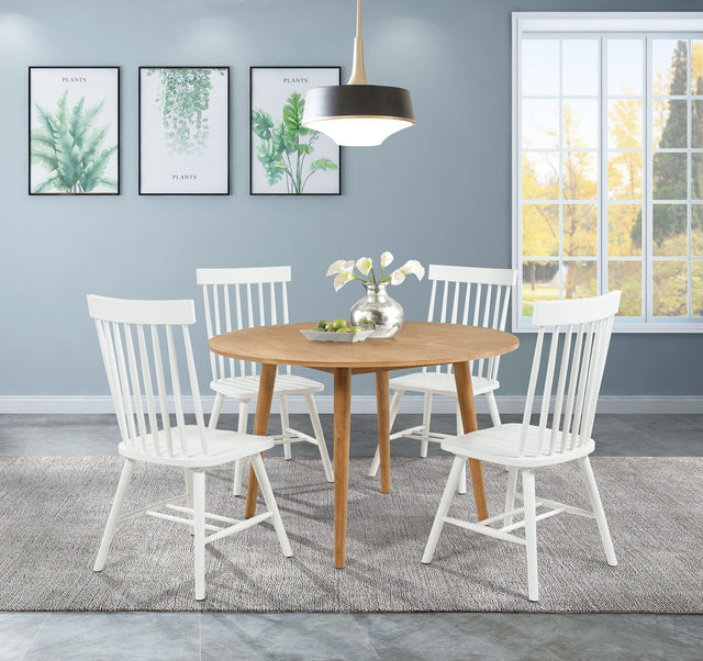 Tampa Furniture Outlet - Coaster - Andrews 5-piece Round Dining Table Set Light Ash and White - 122500-S5W