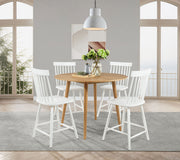 Tampa Furniture Outlet - Coaster - Andrews 5-piece Round Counter Dining Set Light Ash and White - 122508-S5W