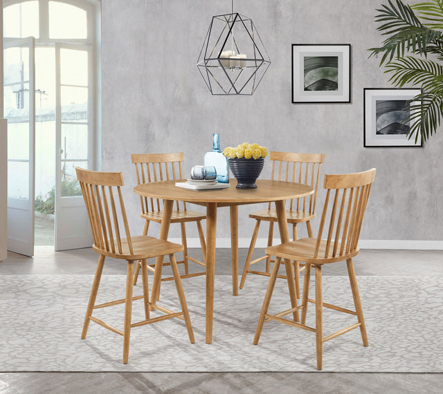 Tampa Furniture Outlet - Coaster - Andrews 5-piece Round Counter Height Dining Set Light Ash - 122508-S5
