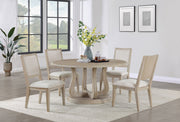 Tampa Furniture Outlet - Coaster - Trofello 5-piece Round Dining Table Set White Washed - 123120-S5