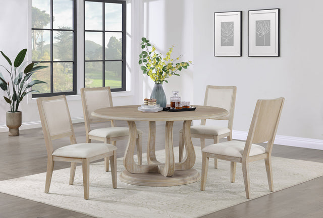 Tampa Furniture Outlet - Coaster - Trofello 5-piece Round Dining Table Set White Washed - 123120-S5