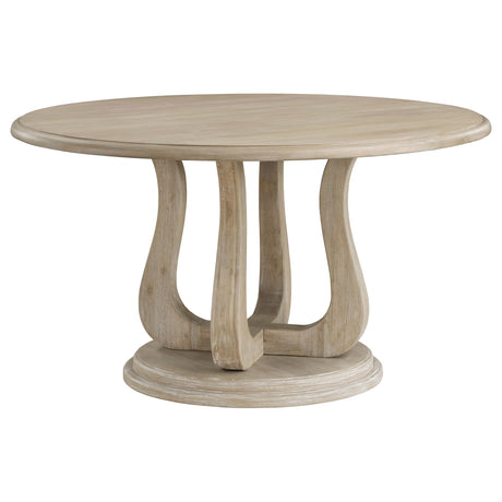Tampa Furniture Outlet - Coaster - Trofello Round 60-inch Pedestal Dining Table White Washed - 123120