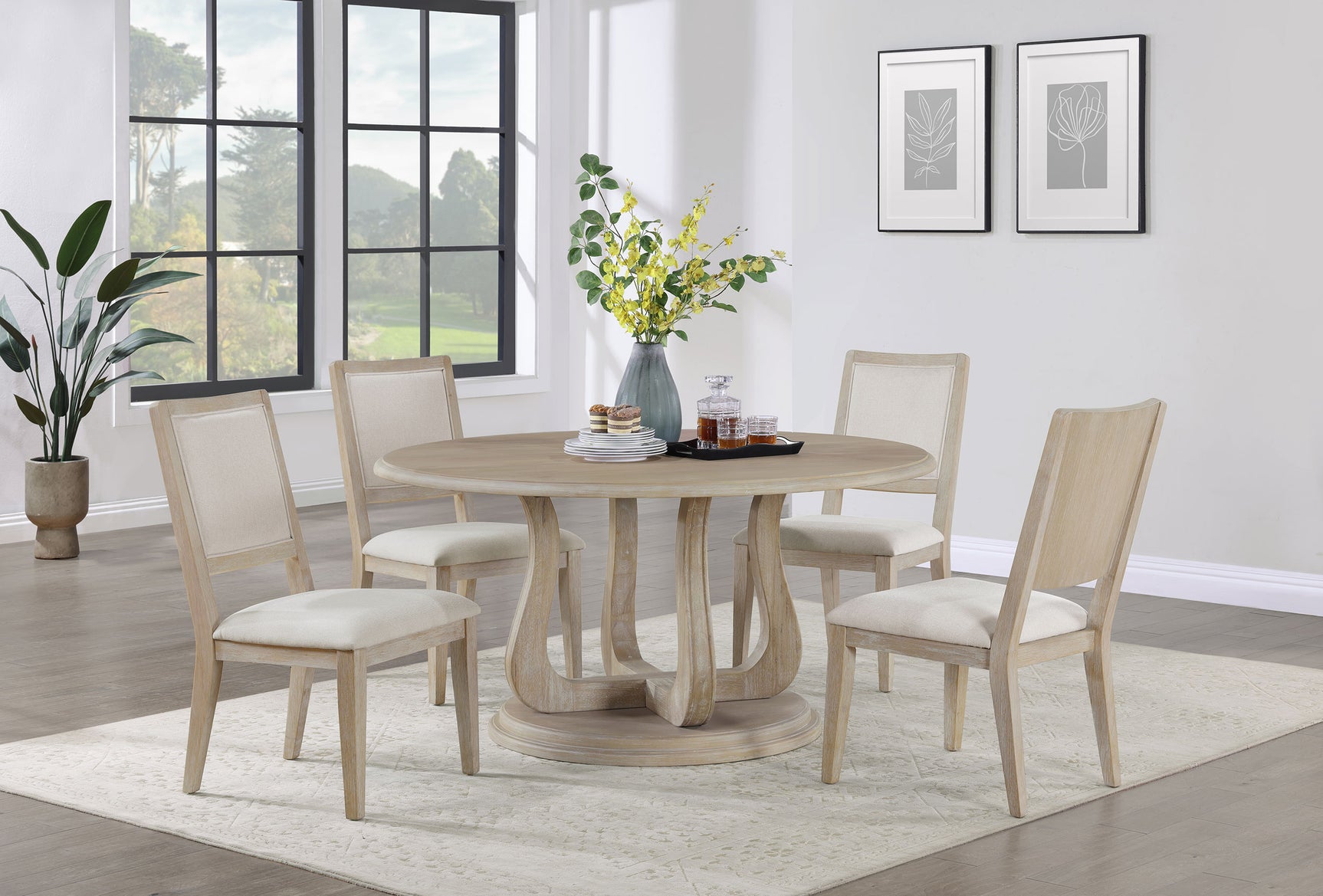 Trofello Cushioned Dining Side Chair White Washed (Set of 2) - Tampa Furniture Outlet