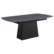 Tampa Furniture Outlet - Coaster - Potero 73-inch Faux Marble Extension Leaf Dining Table Black - 123131