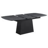 Potero 73-inch Faux Marble Extension Leaf Dining Table Black - Tampa Furniture Outlet