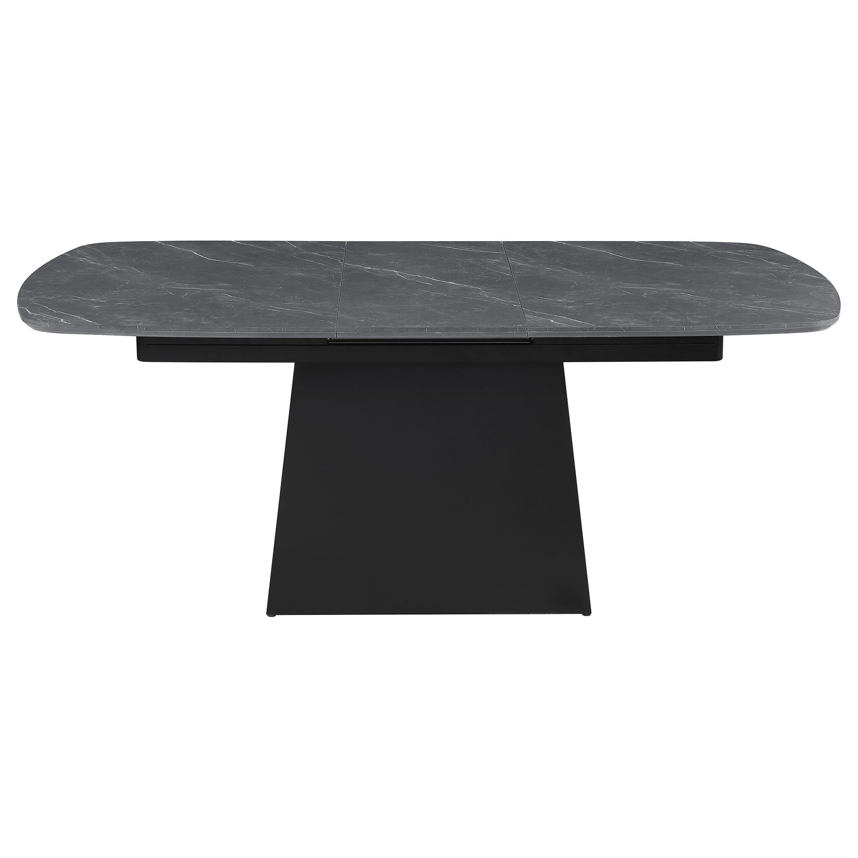 Potero 73-inch Faux Marble Extension Leaf Dining Table Black - Tampa Furniture Outlet