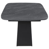 Potero 73-inch Faux Marble Extension Leaf Dining Table Black - Tampa Furniture Outlet
