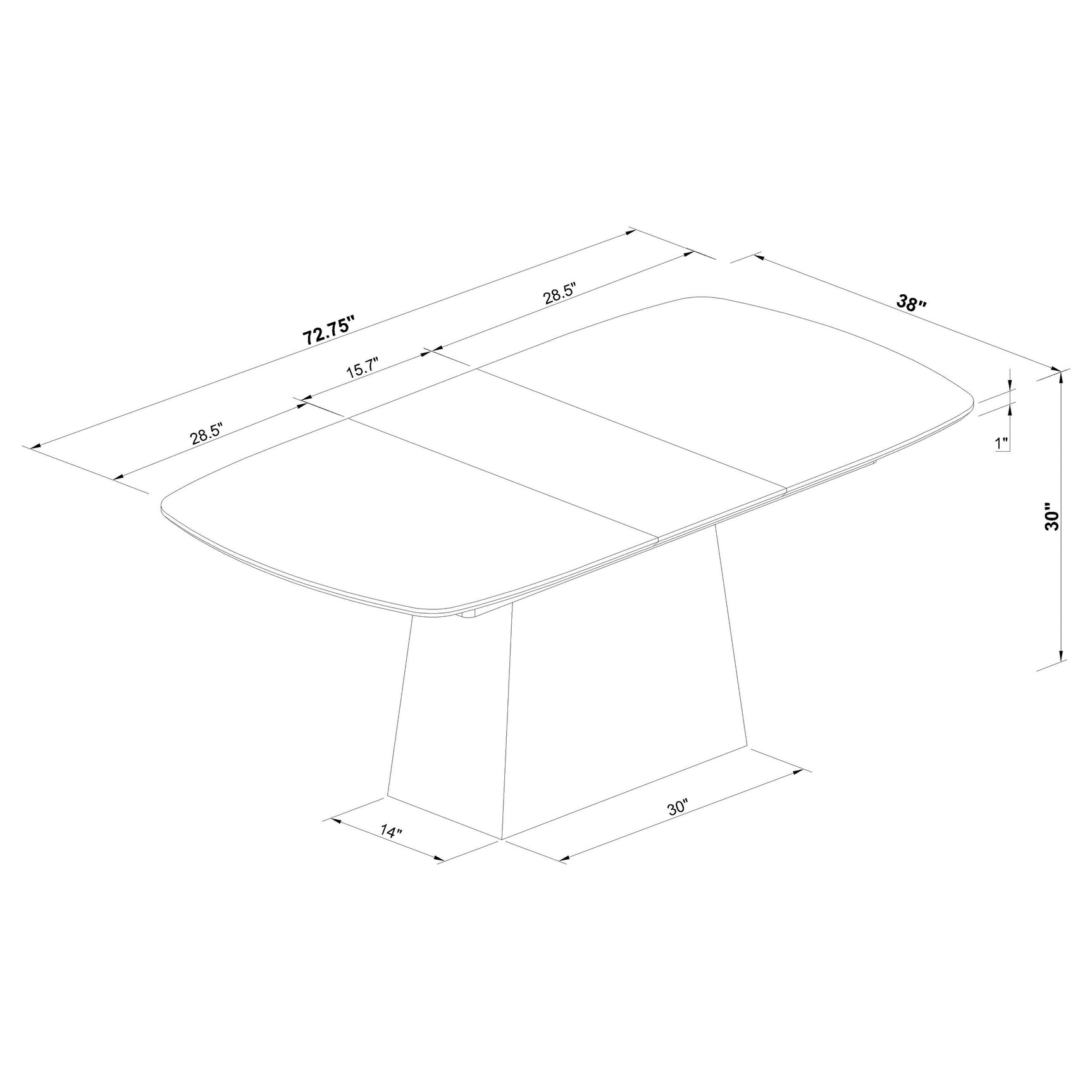 Potero 73-inch Faux Marble Extension Leaf Dining Table Black - Tampa Furniture Outlet