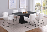 Potero 73-inch Faux Marble Extension Leaf Dining Table Black - Tampa Furniture Outlet