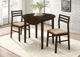 Bucknell 3-piece Round Drop Leaf Dining Table Set Cappuccino - Tampa Furniture Outlet