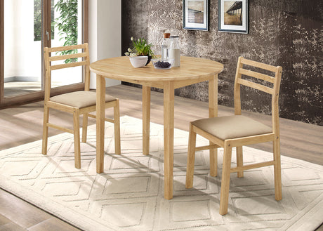 Bucknell 3-piece Round Drop Leaf Dining Table Set Natural - Tampa Furniture Outlet