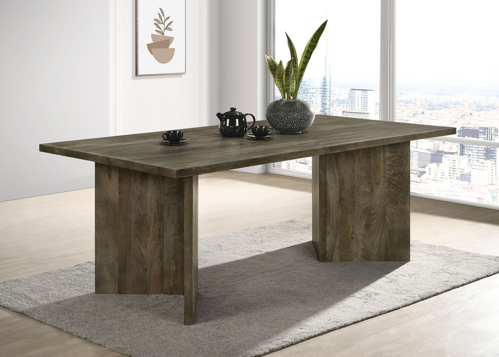 Tyler 80-inch Solid Wood Dining Table Mango Brown - Tampa Furniture Outlet