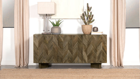 Tyler 3-door Solid Wood Sideboard Buffet Cabinet Mango Brown - Tampa Furniture Outlet