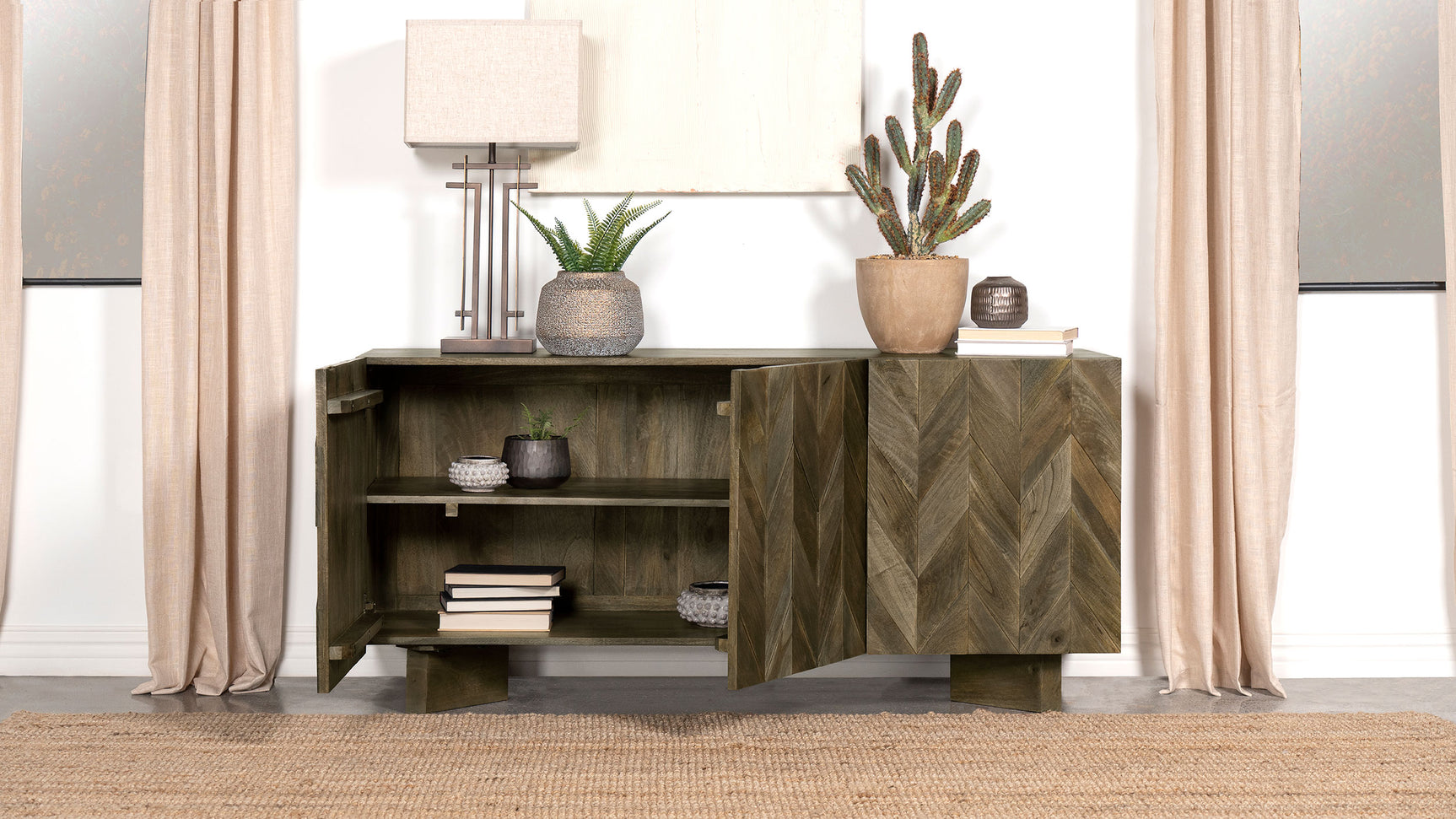 Tyler 3-door Solid Wood Sideboard Buffet Cabinet Mango Brown - Tampa Furniture Outlet