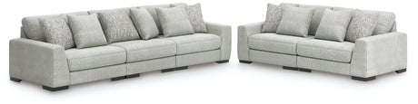 Tampa Furniture Outlet - Ashley Furniture - Regent Park 3-Piece Sectional Sofa and 2-Piece Sectional Loveseat - 3-Piece Sectional Sofa and 2-Piece Sectional Loveseat / Pewter - 14404U4
