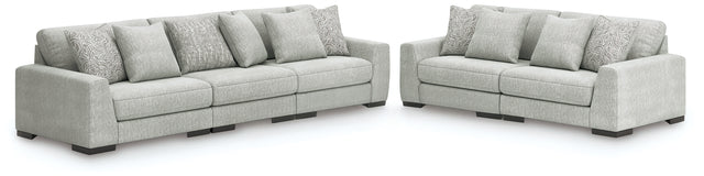 Tampa Furniture Outlet - Ashley Furniture - Regent Park 3-Piece Sectional Sofa and 2-Piece Sectional Loveseat - 3-Piece Sectional Sofa and 2-Piece Sectional Loveseat / Pewter - 14404U4