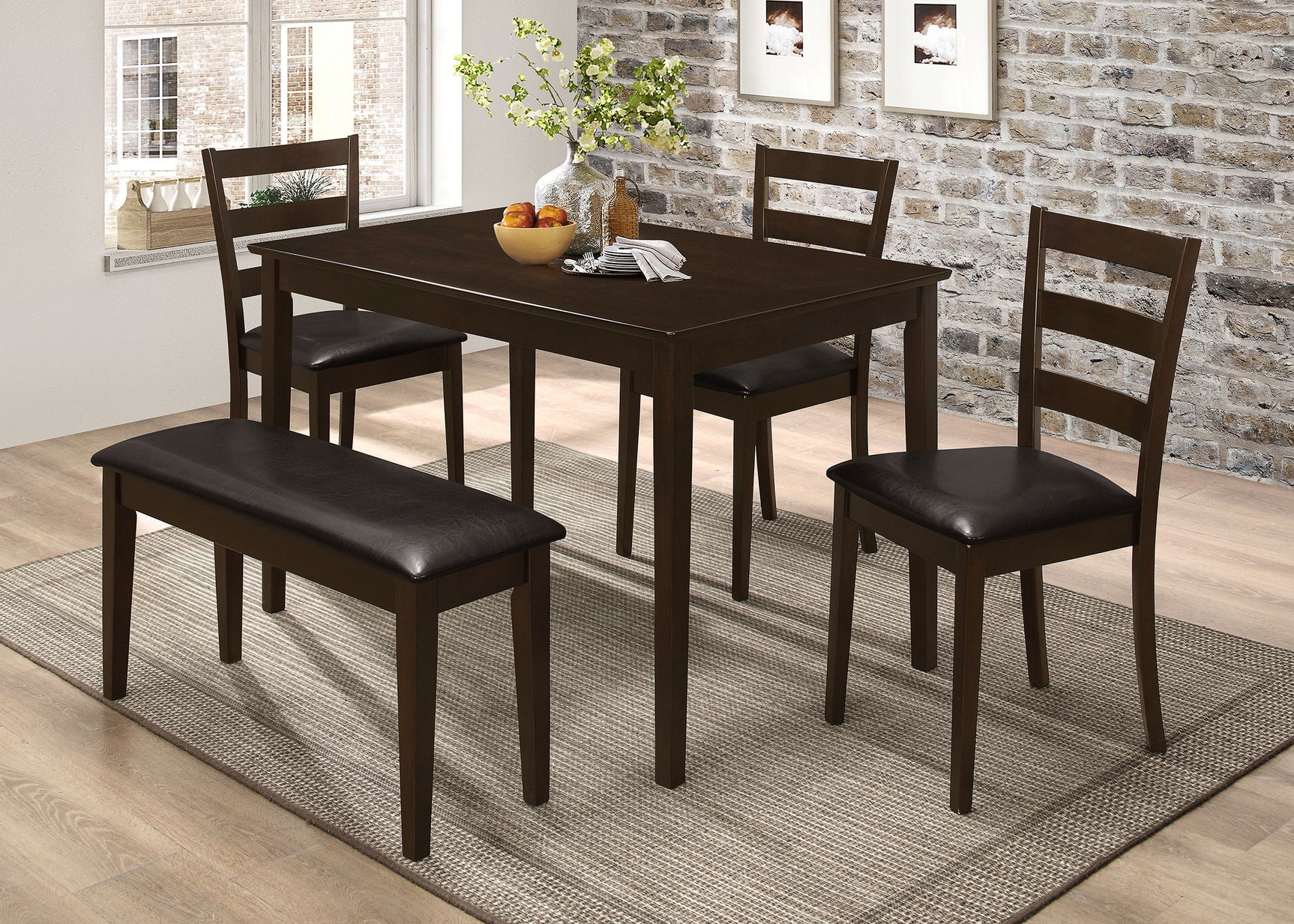 Tampa Furniture Outlet - Coaster - Guillen 5-piece Rectangular Dining Table Set Cappuccino - 150232
