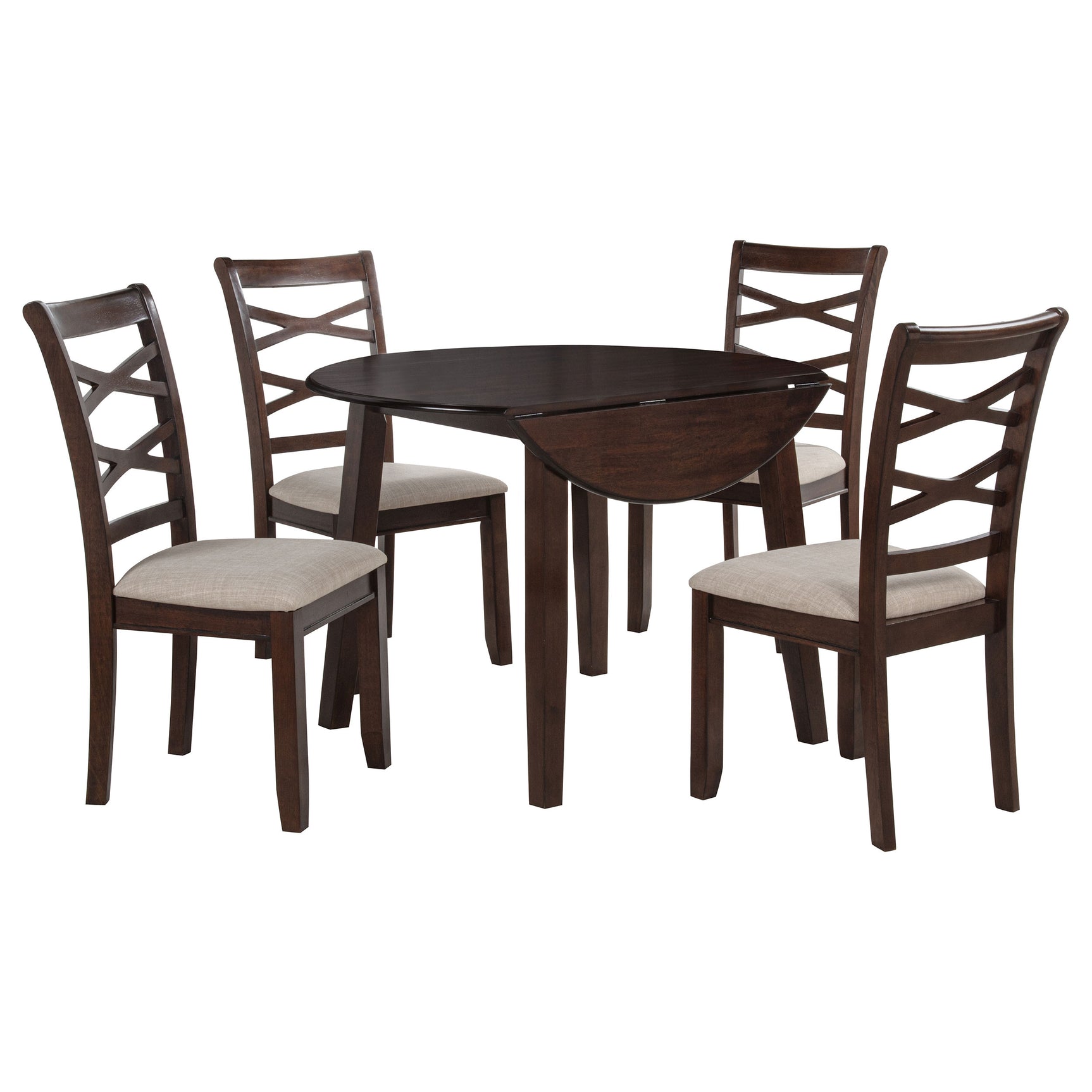 Tampa Furniture Outlet - Coaster - Barton 5-piece Round Wood Dining Table Set Dark Brown - 150340