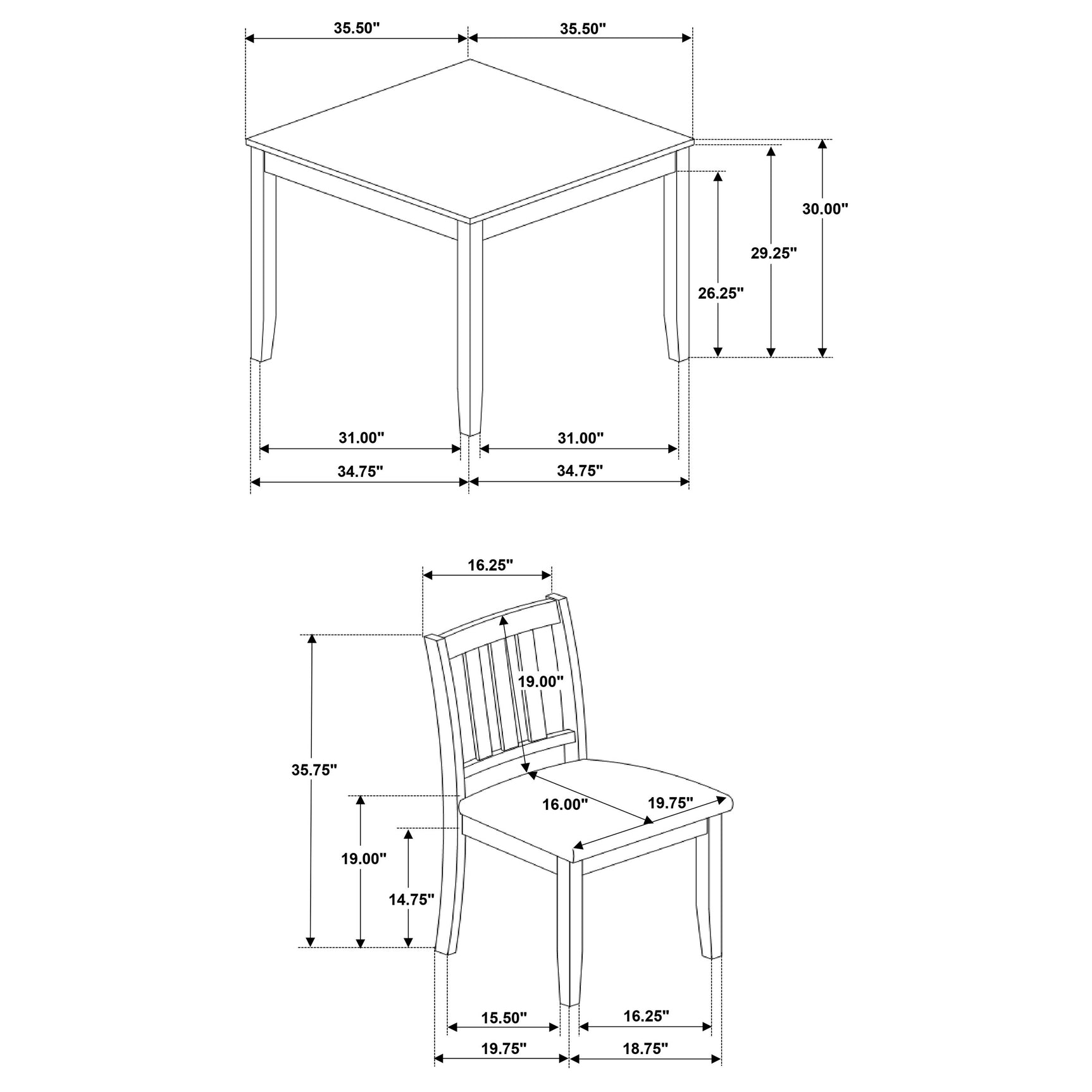 Parkwood 5-piece Square Dining Table Set Honey Brown - Tampa Furniture Outlet