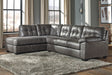 Tampa Furniture Outlet - Ashley Furniture - Fallston Sectional - RAF 2-Piece Sectional with Chaise / Slate - 17221S1