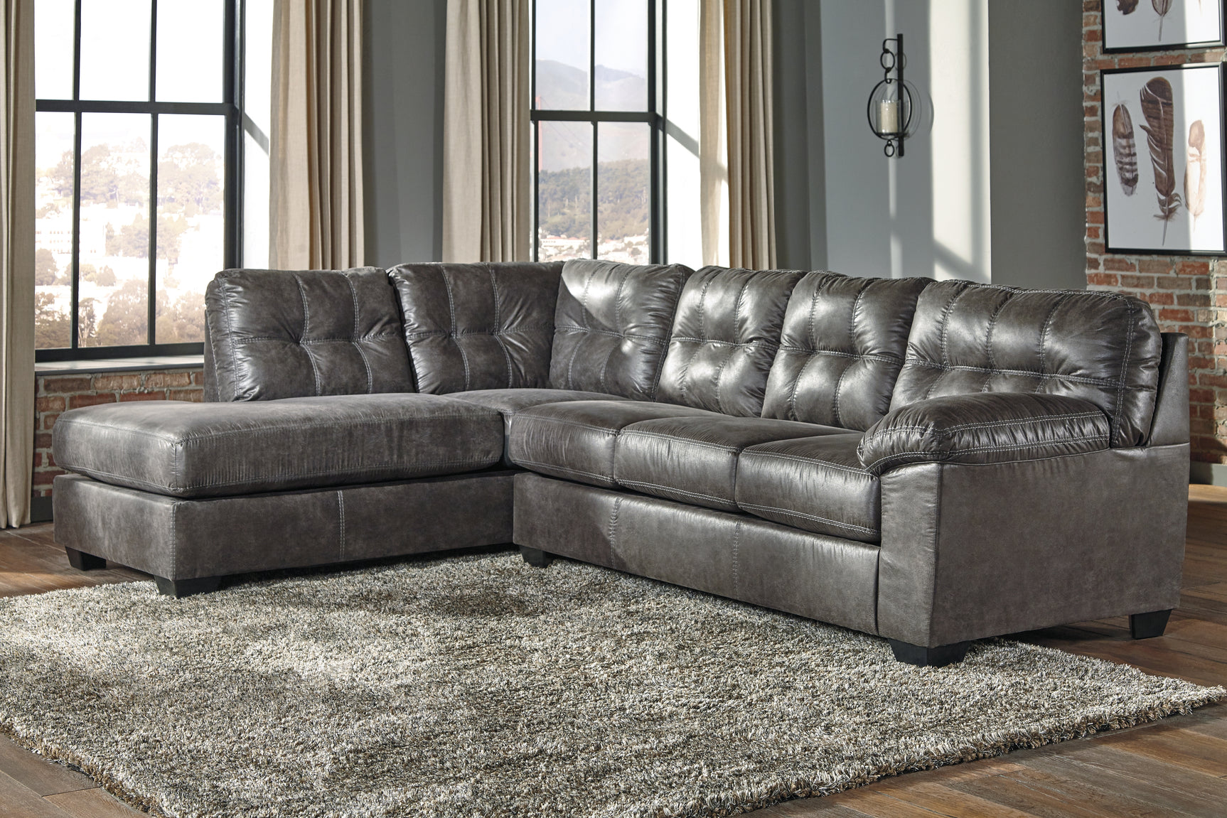 Tampa Furniture Outlet - Ashley Furniture - Fallston Sectional - RAF 2-Piece Sectional with Chaise / Slate - 17221S1