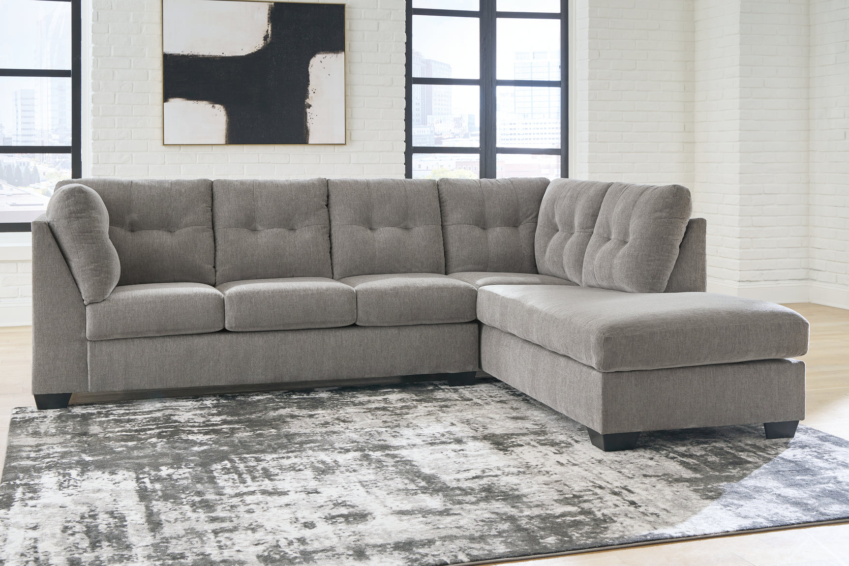 Tampa Furniture Outlet - Ashley Furniture - Lanelly Sectional - LAF 2-Piece Sectional with Chaise / Alloy - 17504S1