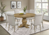 Tampa Furniture Outlet - Coaster - Florence 7-piece Round Dining Table Set Rustic Honey - 180200-S7B