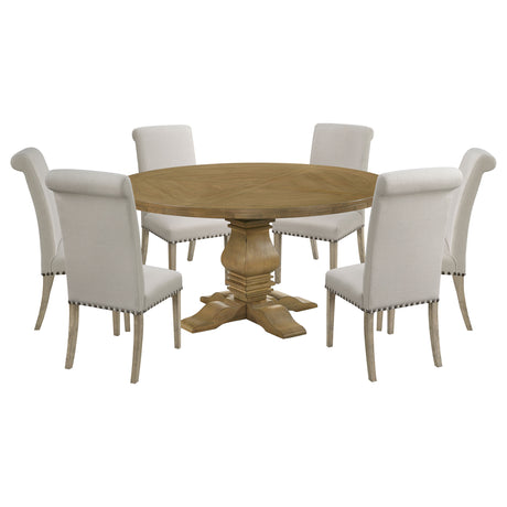 Florence 7-piece Round Dining Table Set Rustic Honey - Tampa Furniture Outlet