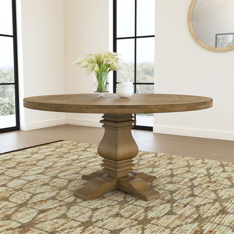 Florence Round 60-inch Wood Dining Table Rustic Honey - Tampa Furniture Outlet