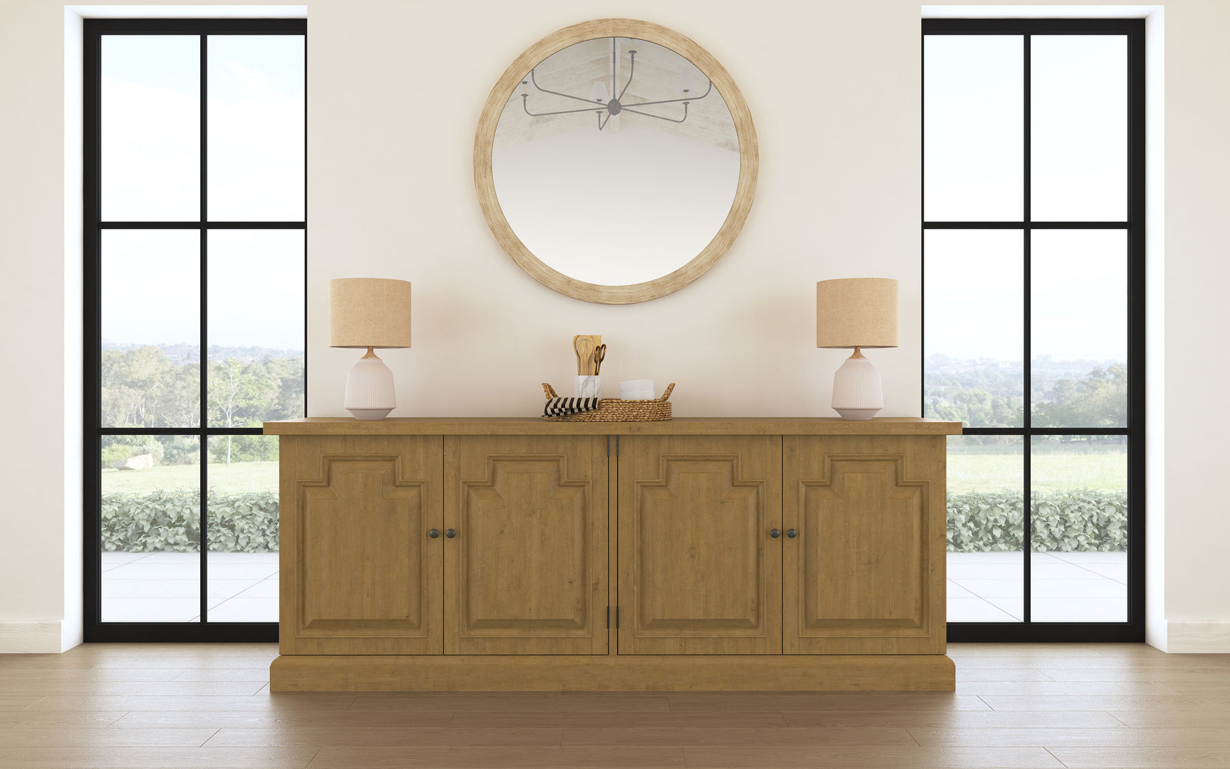 Florence 4-door Dining Sideboard Buffet Cabinet Rustic Honey - Tampa Furniture Outlet