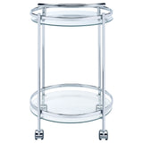 Chrissy Round Glass Shelf Metal Bar Cart Chrome - Tampa Furniture Outlet