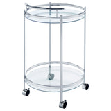 Chrissy Round Glass Shelf Metal Bar Cart Chrome - Tampa Furniture Outlet