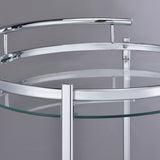 Chrissy Round Glass Shelf Metal Bar Cart Chrome - Tampa Furniture Outlet