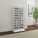 Montara Tempered Glass Wine Storage LED Curio Cabinet Chrome - Tampa Furniture Outlet