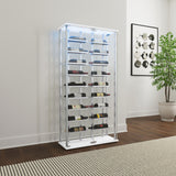 Montara Tempered Glass Wine Storage LED Curio Cabinet Chrome - Tampa Furniture Outlet