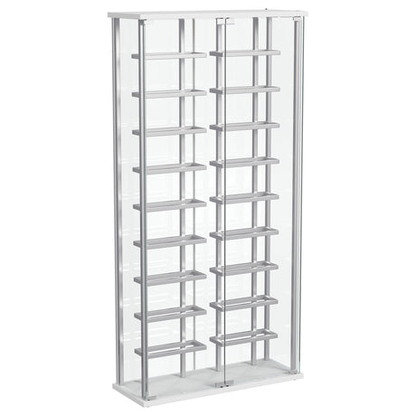 Tampa Furniture Outlet - Coaster - Montara Tempered Glass Wine Storage LED Curio Cabinet Chrome - 182037
