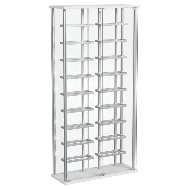 Tampa Furniture Outlet - Coaster - Montara Tempered Glass Wine Storage LED Curio Cabinet Chrome - 182037