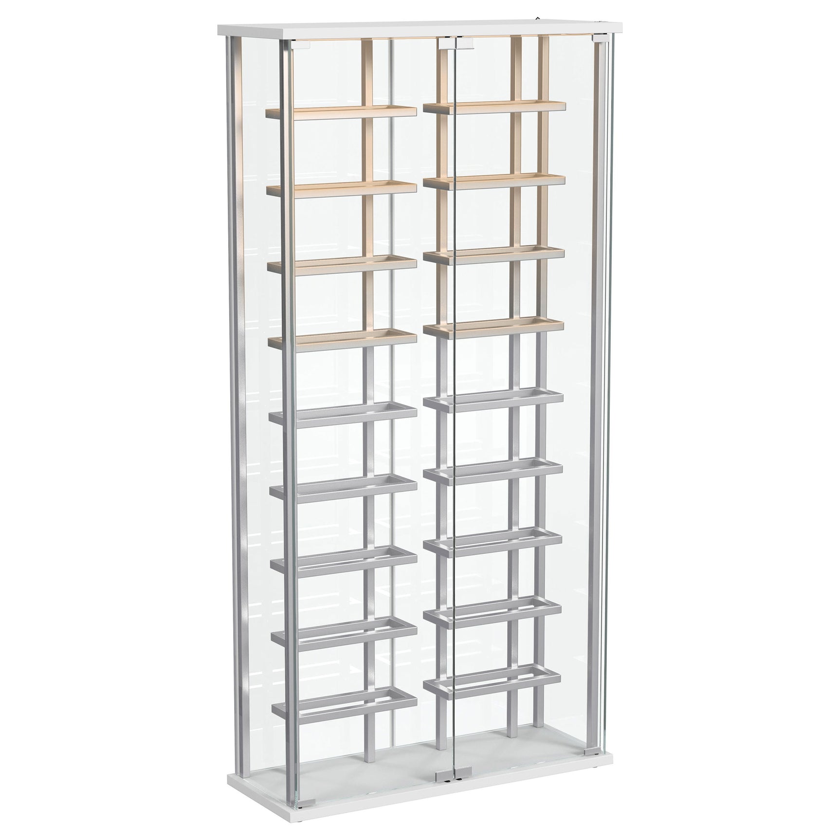 Montara Tempered Glass Wine Storage LED Curio Cabinet Chrome - Tampa Furniture Outlet