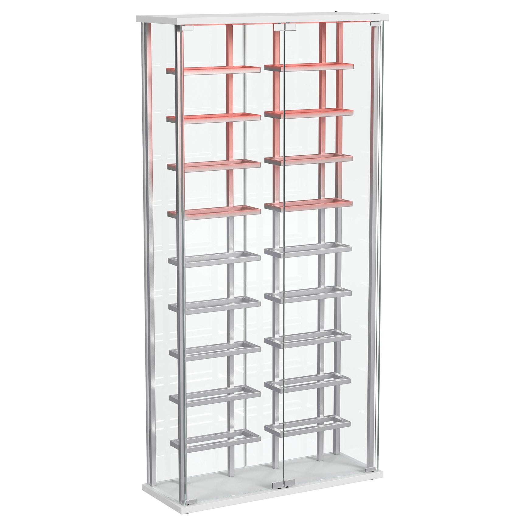 Montara Tempered Glass Wine Storage LED Curio Cabinet Chrome - Tampa Furniture Outlet