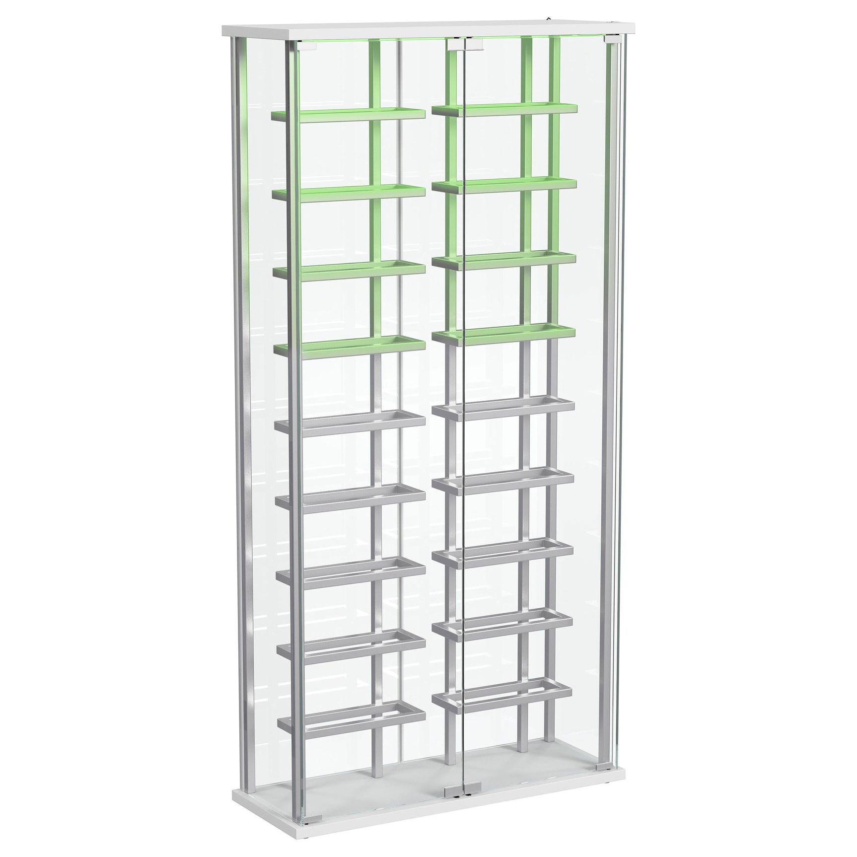 Montara Tempered Glass Wine Storage LED Curio Cabinet Chrome - Tampa Furniture Outlet