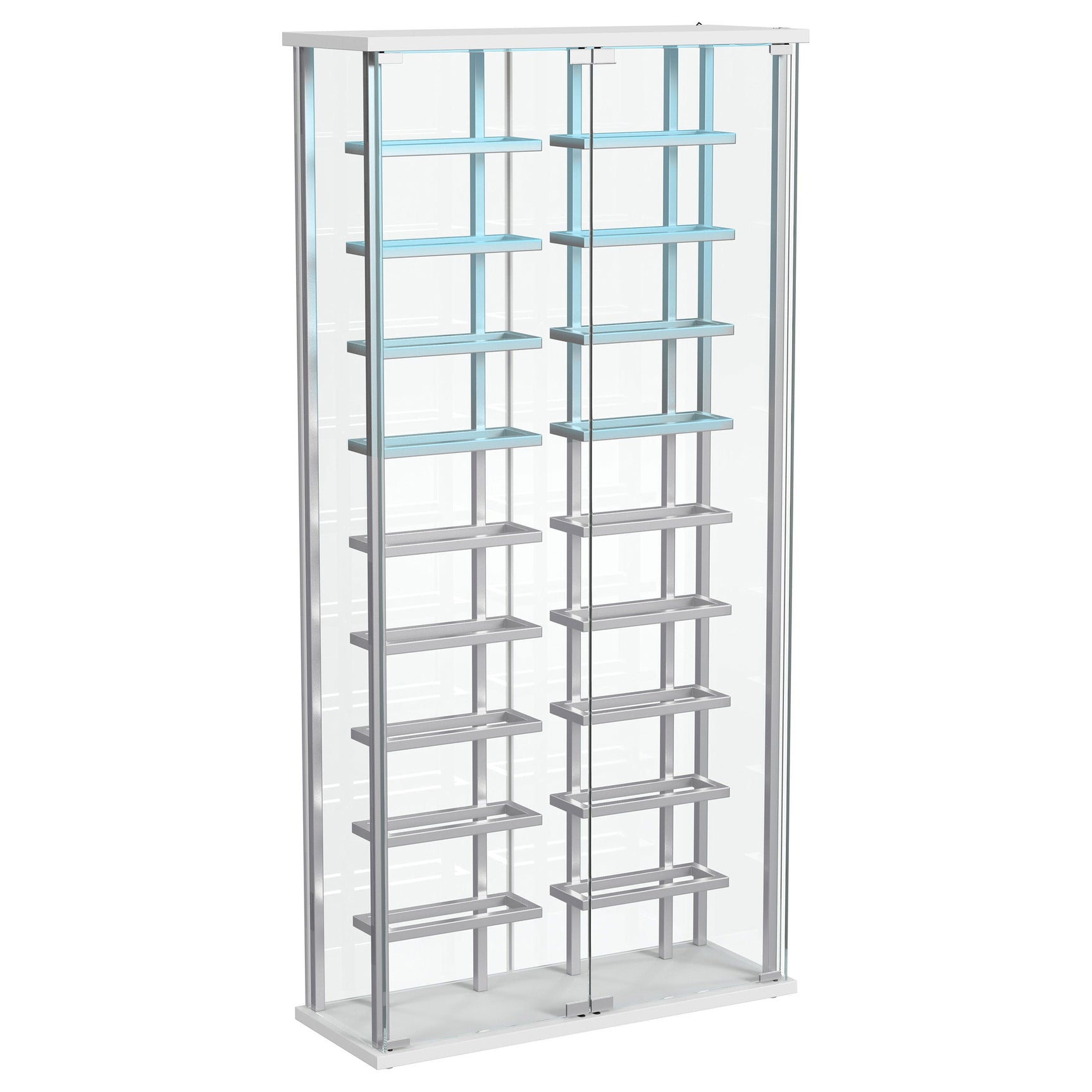 Montara Tempered Glass Wine Storage LED Curio Cabinet Chrome - Tampa Furniture Outlet