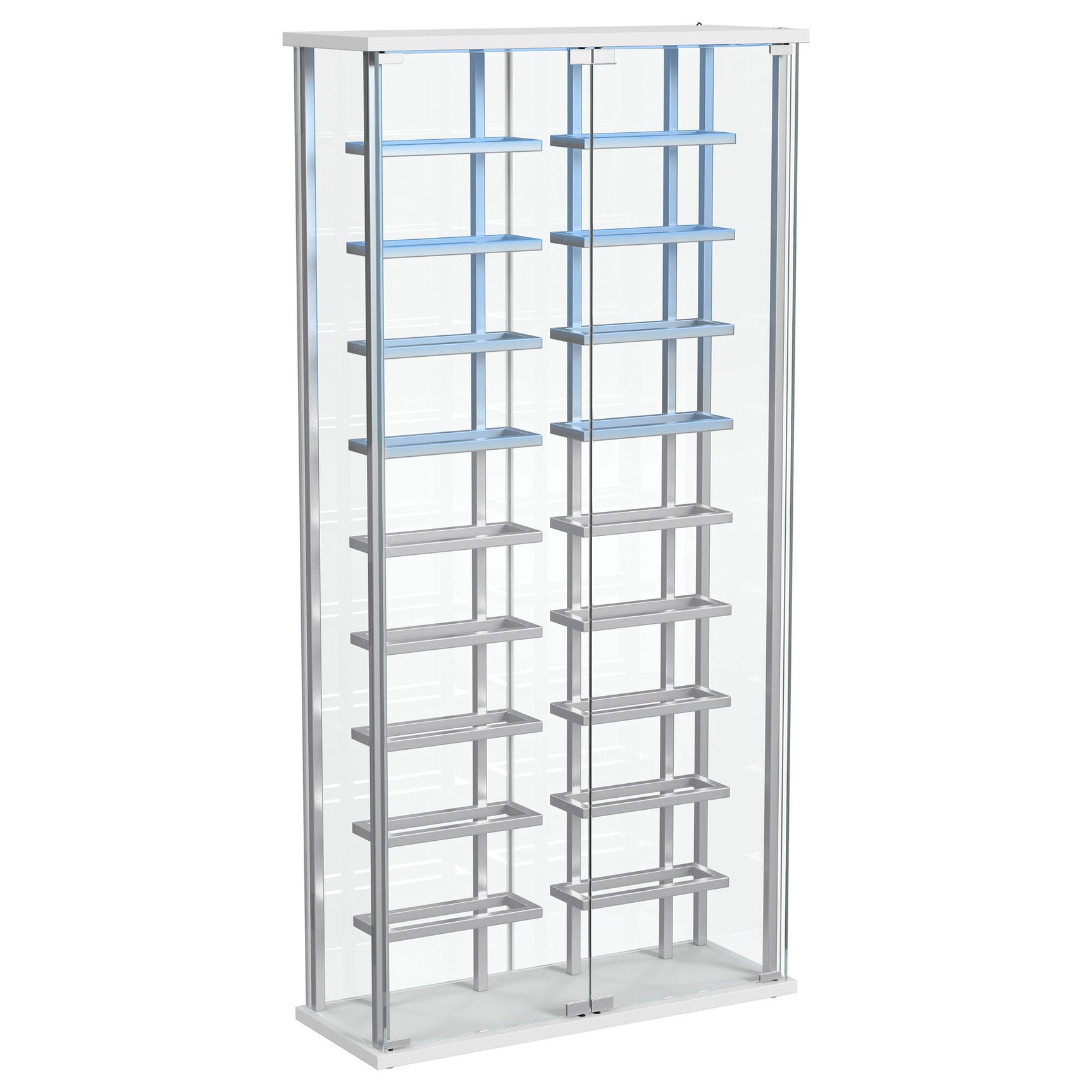 Montara Tempered Glass Wine Storage LED Curio Cabinet Chrome - Tampa Furniture Outlet