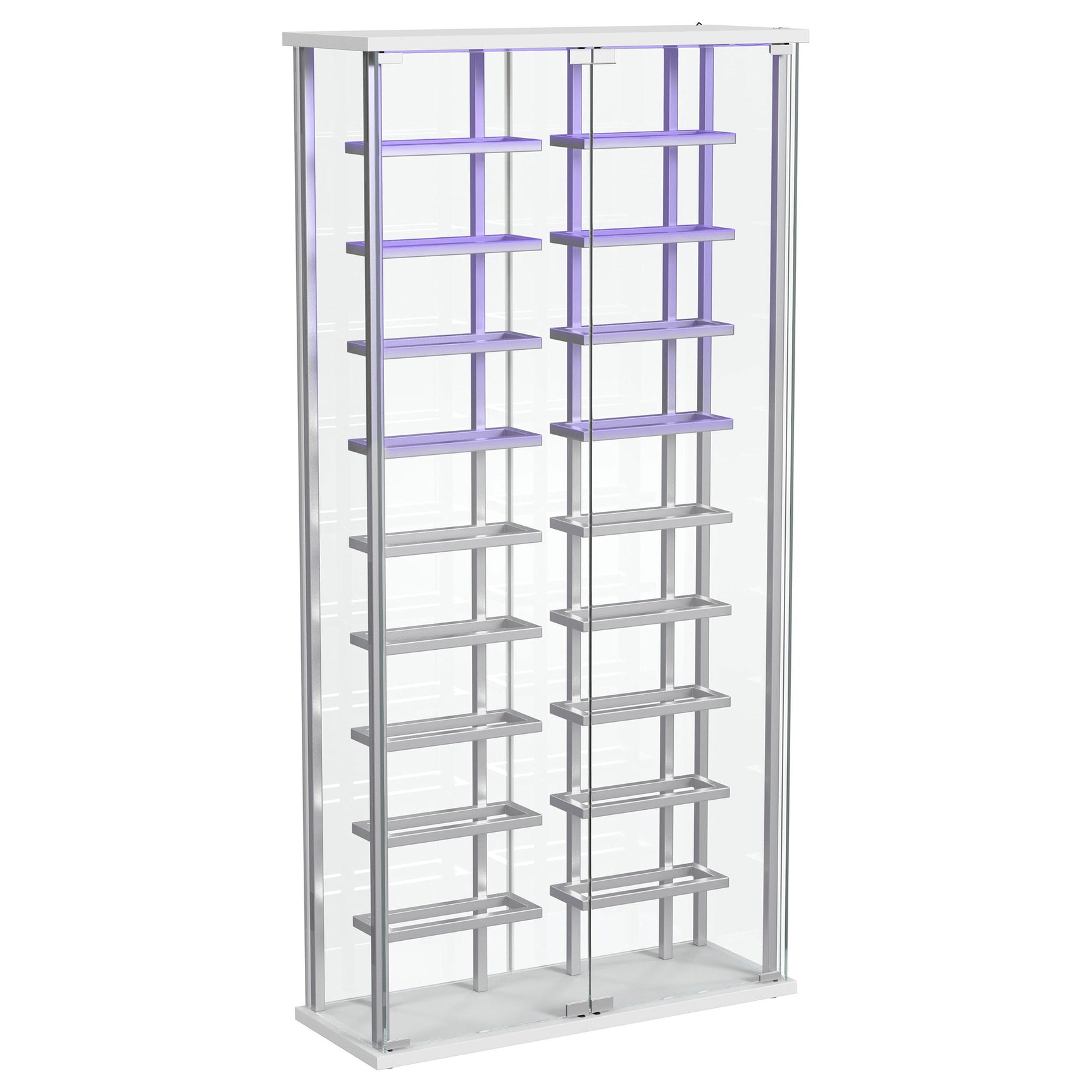 Montara Tempered Glass Wine Storage LED Curio Cabinet Chrome - Tampa Furniture Outlet