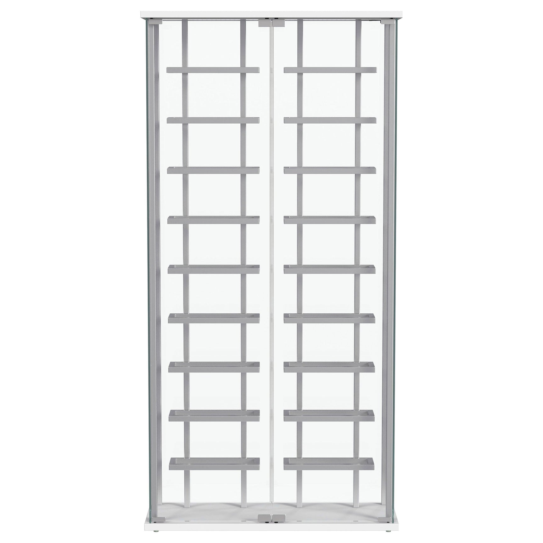 Montara Tempered Glass Wine Storage LED Curio Cabinet Chrome - Tampa Furniture Outlet