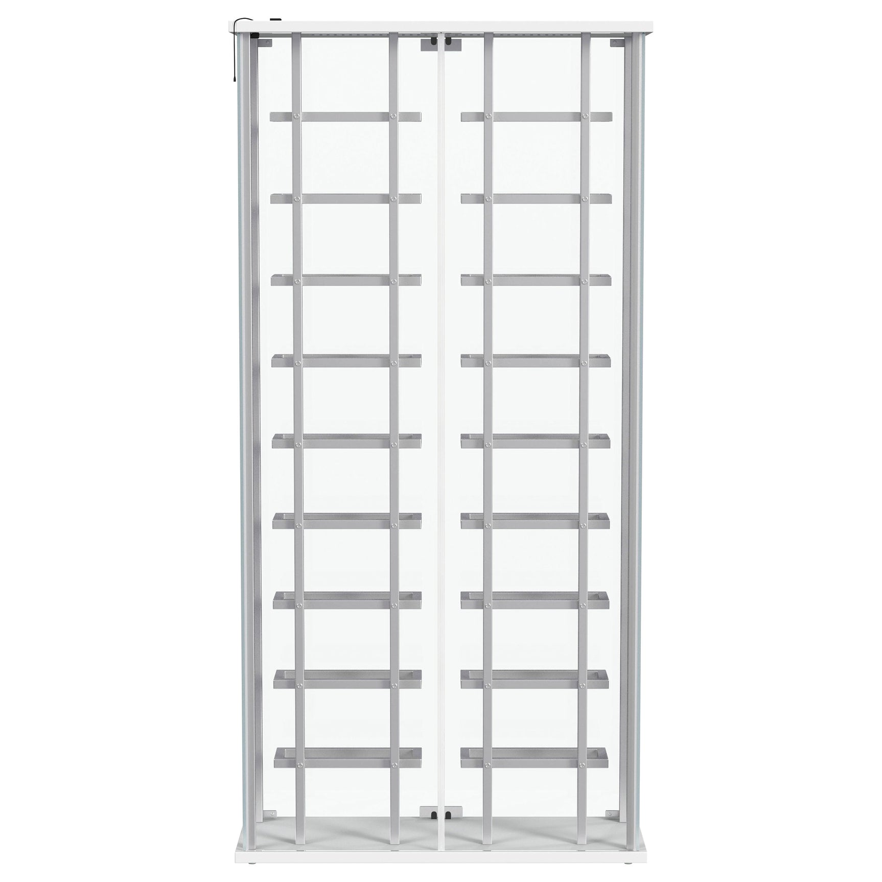Montara Tempered Glass Wine Storage LED Curio Cabinet Chrome - Tampa Furniture Outlet