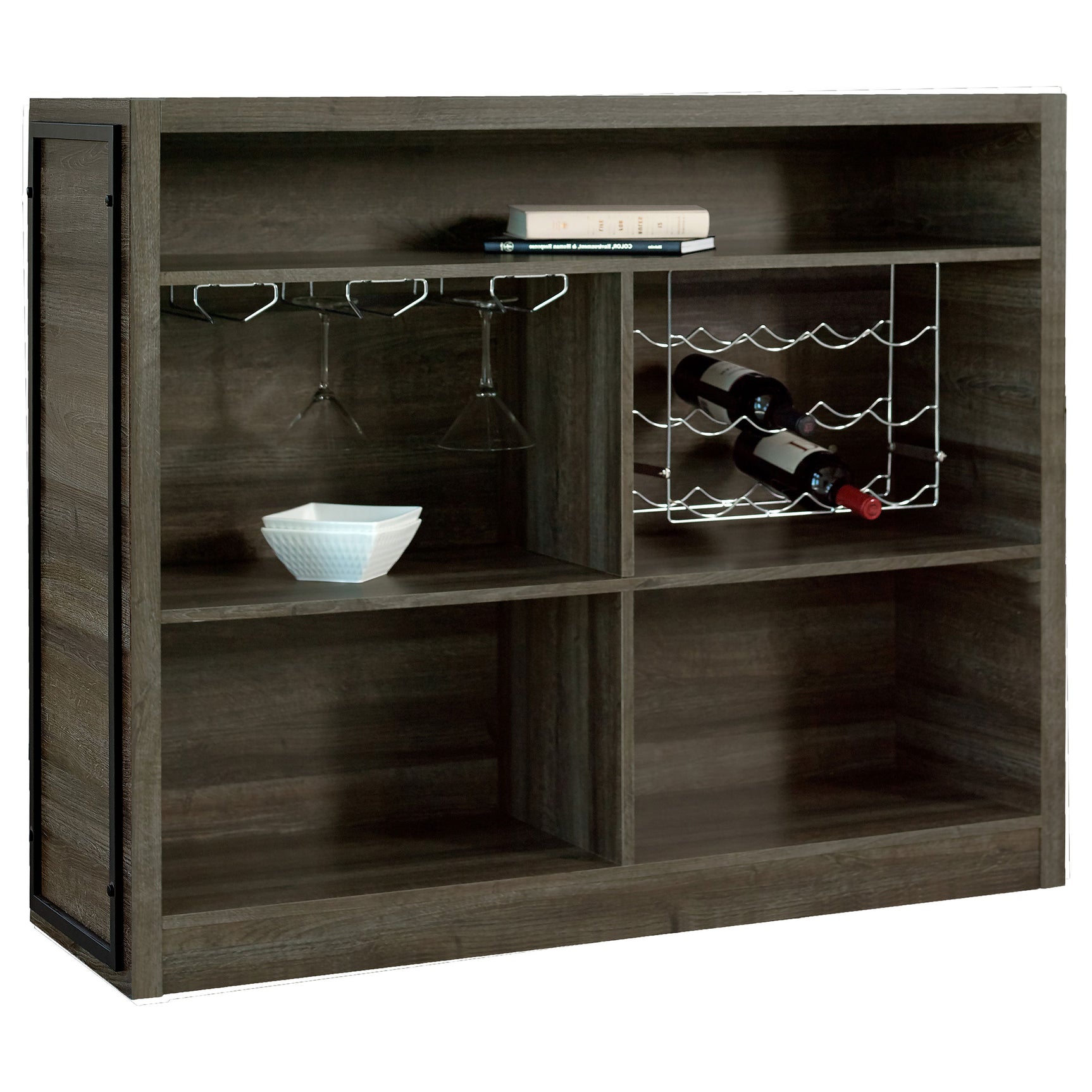 Joe 5-shelf Composite Wood Home Bar Wine Cabinet Aged Oak - Tampa Furniture Outlet